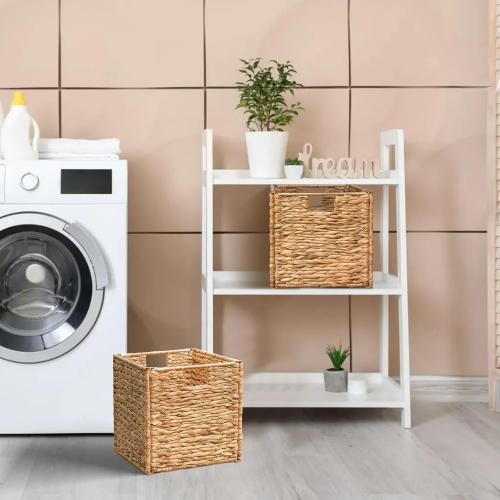 10.5x10.5x10.5 Water Hyacinth Storage Cube, Wicker Baskets for Shelves, Woven Square Basket for Living Room (6 Packs 10.5x10.5in)