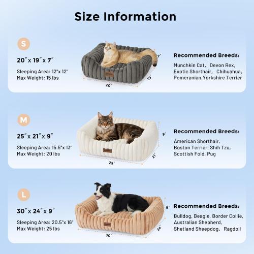 ZOMISIA Dog Bed Medium Size Dog - Large Rectangle Orthopedic Pet Bed with Fluffy Washable Cover and Anti-Slip Bottom, 30x24x9inches, Grey