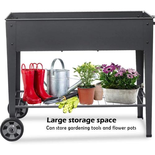 Raised Planter Box with Legs Outdoor Elevated Garden Bed On Wheels for Vegetables Flower Herb Patio
