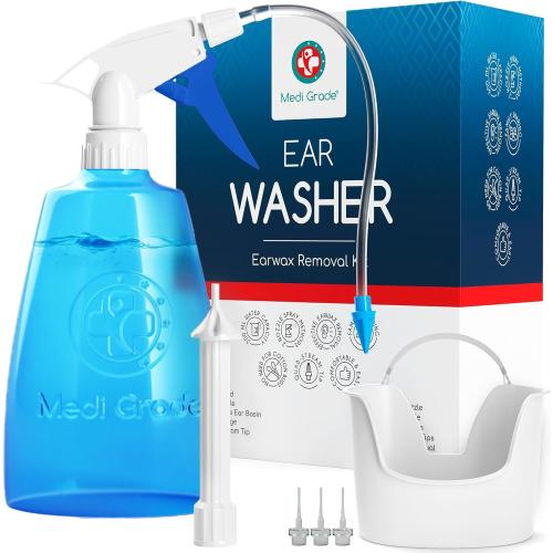 Medi Grade Ear Cleaning Kit Including Ear Cleaner Bottle, Basin with Quad-Stream tip - Earwax Removal Kit for Enhanced Hearing Clarity - Ear Wax Removal Tool for Ear Hygiene