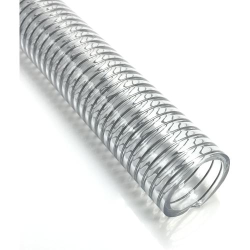 Clear Wire Reinforced Suction Hose 2” ID × 2-5/16” OD - 10ft Heavy Duty Flexible PVC Spiral Steel Wire Pipe High Pressure Vacuum Vinyl Tubing for Drawing Water Oil Powder (10 ft, 2 ID)