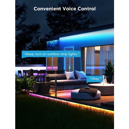 Govee Outdoor LED Strip Lights RGBIC with Warm and Cold White, 32.8ft 2.4G WiFi Smart Outdoor Lights, IP65 Waterproof, Work with Alexa and Google Assistant, App Control, for Porch, Patio, Eave, Party