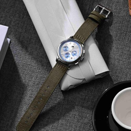 BISONSTRAP Men’s Nylon Watch Bands, Two-Piece Military Watch Straps, Quick Release, Brushed Buckle, Band Width 18mm 19mm 20mm 22mm