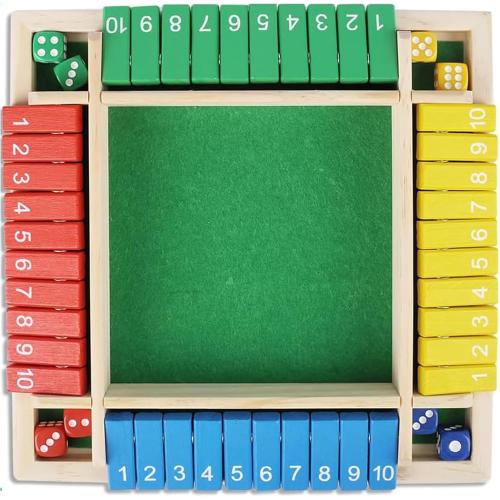 Shut The Box Game Wooden - Travel Board Game Small Size 8.6 Inch - Close The Box Dice Game - 8 Dice 10 Numbers