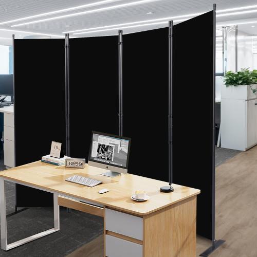 Room Divider, 4 Panel Folding Privacy Screens with Wider Feet, Black | 88 W X 71 H Room Divider Panel, Stable Frame Structure, Flexible Space Separator, Portable wall divider for Room Partition