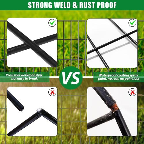 10 Pack Garden Fence Animal Barrier Fencing 1.44 inch Spacing Total 10.8ft (L) x 24in High Rustproof Metal Wire Yard Blocker Dog Fences Border for Outdoor Flower Bed Landscape Fencing Decor Black