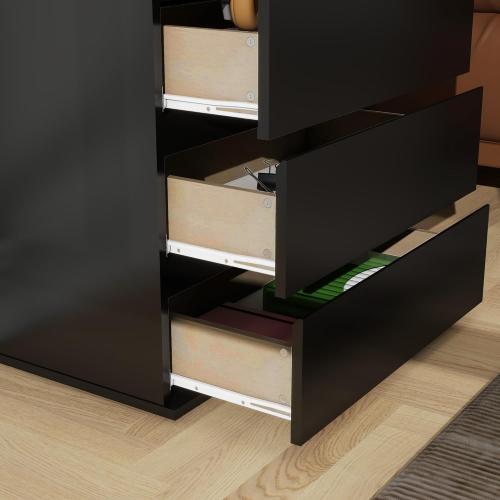 Modern Chest of Drawers, 4/5/6 Drawer Dresser Without Handles Floor Storage Drawer Cabinet Vertical Dresser Storage Organizer for Home Office (6 Drawers, Black)