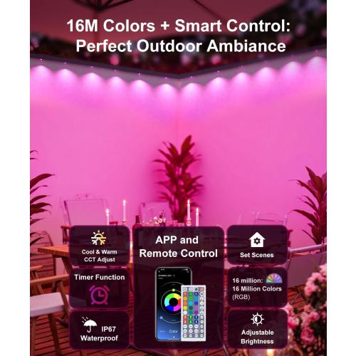 200Ft Permanent Outdoor Lights for House, RGB Halloween House Light Outdoor with Remote APP Control,IP67 Waterproof for Outside Decorations，Eaves Lights for Christmas, Holiday, Party, Daily