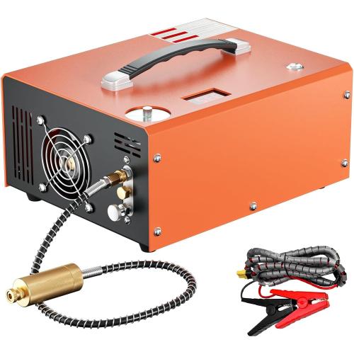 PCP Air Compressor, 4500PSI/30Mpa Scuba Tank Compressor, DC12V/AC120V PCP Airgun Compressor Auto-stop, Oil/Water-Free High Pressure Air Compressor Pump for Paintball, Air Rifle, Built-in Fan Cooling