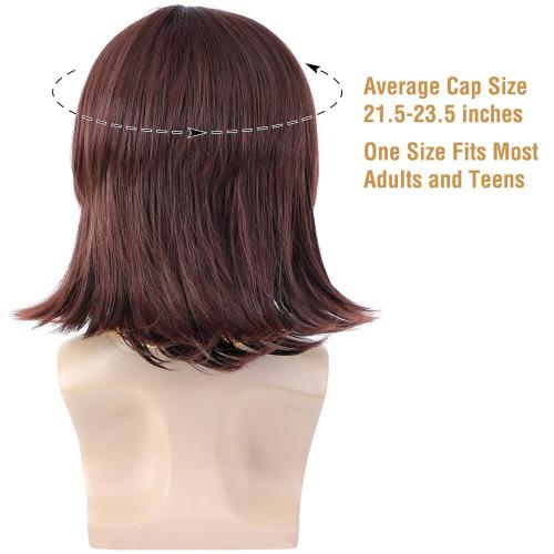morvally 5pcs Set 70s 80s Disco Wig with Mustache Glasses and Chain | Short Brown Mens Mullet Wig for 60s Singer Rocker Hippies Costume Cosplay Halloween Party