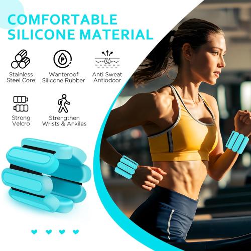 Adjustable Wrist & Ankle Weights Set of 2(1Lbs Each), Premium Silicone Wearable Weight Bracelets, Fits for Yoga, Pilates, Home Gym Workout, Dance, Pool Exercises, Jogging, Cardio, Strength Training