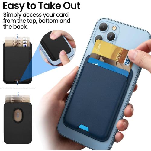 iLodn Magnetic Wallet Compatible with MagSafe for iPhone 17 16 15 14 13 12 Pro Max Air Plus Model, Mag 3 Safe Card Holder Stick on Accessories for Cell Phone & Case, Jet