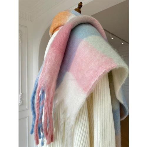 Women's Plaid Winter Scarf Soft Large Wraps Shawl Cold Weather Thick Blanket Scarfs with Fringe
