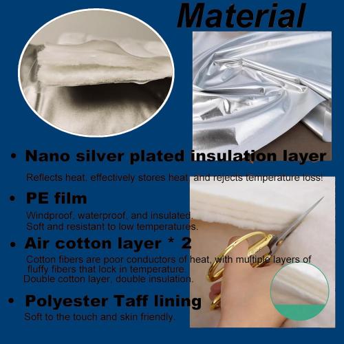 Indoor Window Air Conditioner Cover, Silver, Quilted Insulated Waterproof, Double-Layer Cotton Padding, Windproof Design (L-23.2*14.5*3in)