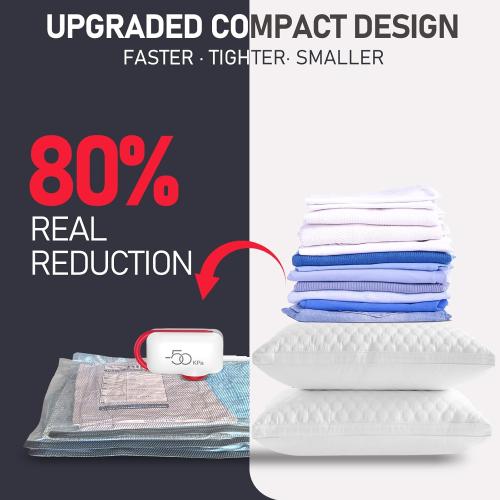 VMstr Vacuum Seal Bags for Clothing Travel, Carry-on Size for Luggage Compression Packing, Space Bags with High Pressure Electric Pump (DC Power) 15-Pack Combo Size Travel Set