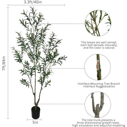 Artificial Olive Tree, 7 ft Tall, for Home Decor, Living Room, Dining Room, Bedroom, Office