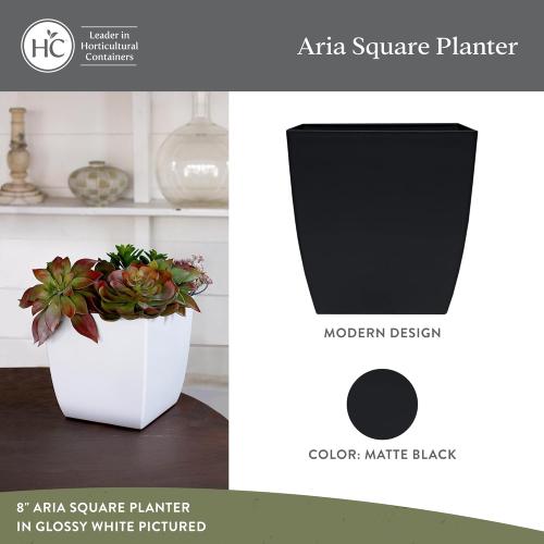The HC Companies Aria Self Watering Square Plant Pot w/Drainage - Classic Planters for Outdoor Plants & Indoor Plants - Lightweight & UV-Resistant Plastic Pots for Plants (6 Matte Black, Pack of 2)