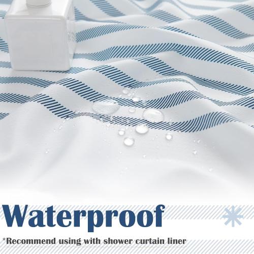 jinchan Blue and White Striped Shower Curtain Modern Zig Zag Waterproof Fabric Shower Curtains for Bathroom with 12 Hooks Machine Washable 70x72 inches