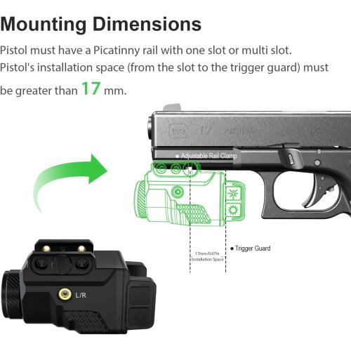 Mini 700 Lumen Pistol Light Laser Combo Weapon Light Tactical Flashlights, Magnetic USB Rechargeable with Blue Beam Sight and Strobe Mode for GL and Picatinny Rail