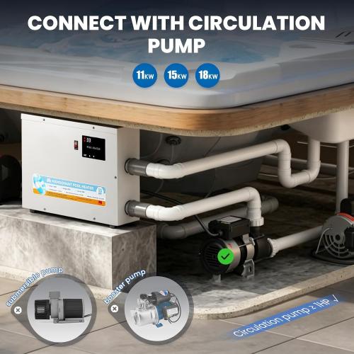Mxmoonant SPA Heater, 18KW 220V Swimming Pool Heaters Hot Tub Water Thermostat with Touchscreeen for Above Ground Inground Pool, Spa, Bathtub