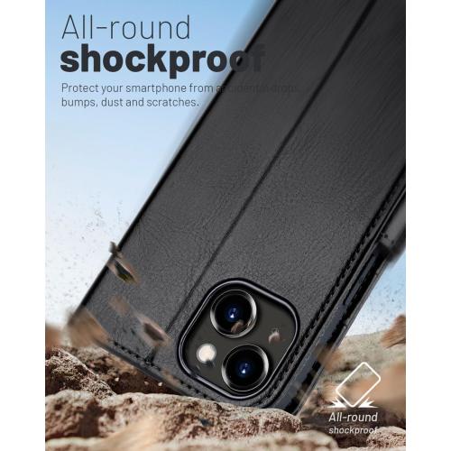 OCASE for iPhone 15 Wallet Case, Card Holder, Black