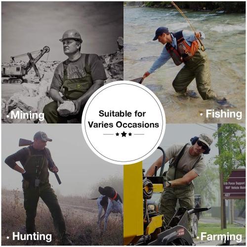 TIDEWE Mens6/Womens8 Bootfoot Chest Wader, 2-Ply Nylon/PVC Waterproof Fishing Hunting Waders with Boot Hanger for Men Women Brown