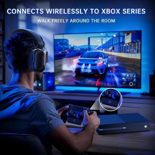 Black RYR Wireless Gaming Headset for Xbox Series X|S, Xbox One, PC, PS4/5, Mac, Switch, Mobile, 3D Surround Sound, Bluetooth 5.3, 60H Battery, Gaming Headphones with Detachable Noise Canceling Mic-Black
