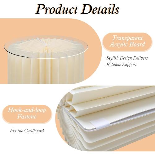 magalo Cylinder Stands for Party 3PCS Foldable Cardboard Columns Round Display Pedestal Stand Cylinder Tables for Wedding Birthday Baby Shower Dessert Cake Decoration-Cream White