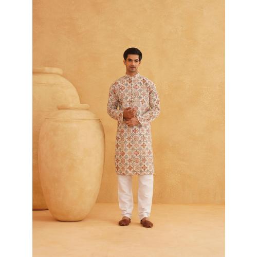 Sojanya 7XL (Since 1958 Men'S Cotton Blend Printed Only Long Kurta