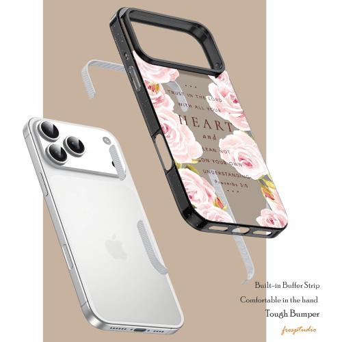 Compatible for iPhone 17 Pro Max Case,Bible Verse Pink Floral Flowers Rose Inspirational Scripture Quotes Proverbs 3:5 Protective Clear Case for Girls Women Compatible with iPhone 17 Pro Max