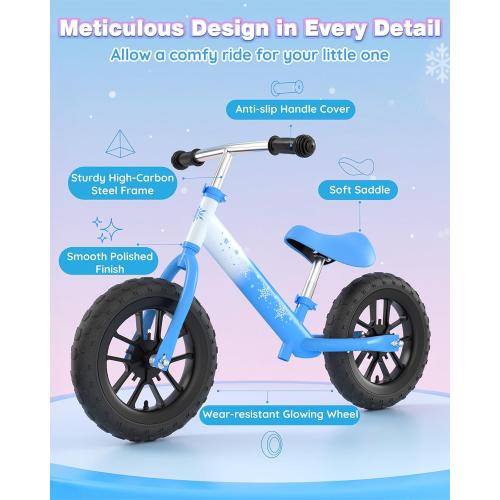 Balance Bike 2 Year Old: Frozen Toddler Balance Bike 2  3  Year Old with Light Up Dual-Wheels, Adjustable Handlebar & Seat, Birthday Xmas Gifts for 2 3 4 5 Year Old Girls Boys Toys