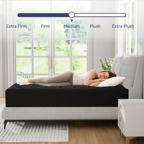 Black Twin Size ELEMUSE Dual Layer 3 Inch Memory Foam Mattress Topper Twin, 2 Inch Cooling Gel Memory Foam Plus 1 Inch Down Alternative Pillowtop Mattress Pad with Cooling Cover, Soft Comfort Support, Black