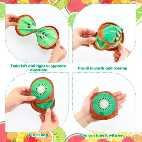 11 Pcs Foldable Flying Disc Fans 9.84'' Fruit Folding Hand Fan Round Collapsible Handheld Fan Decorative Pocket Fans with Bag for Boys Girls Gift Beach Lawn Park Camping Game Party Favor