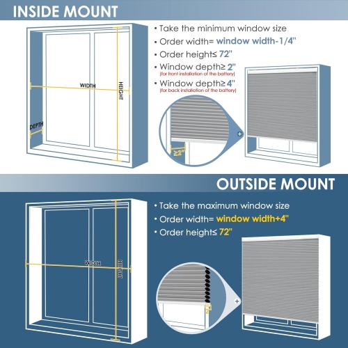 Motorized Cellular Shades with Remote Control, Blackout Electric Smart Blinds(Free Solar Panel) with Cordless, Windows Automatic Honeycomb Blinds, with Alexa Google, Grey, 33× 64
