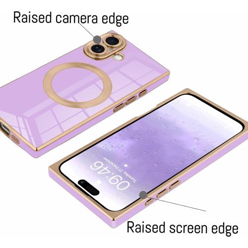 KANGHAR Case Designed for iPhone 17 Magnetic [Compatible with MagSafe] Luxury Cute Plating Design Case Full-Body Anti-Scratch Shockproof Bumper Protective Cover Purple