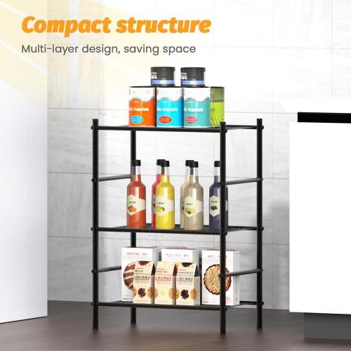 Abiglifty Storage Shelves, 3-Tier Metal Shelving, Wire Shelving with Adjustable Leveling Feet, Shelf Organizer for Bathroom, Closet, Garage