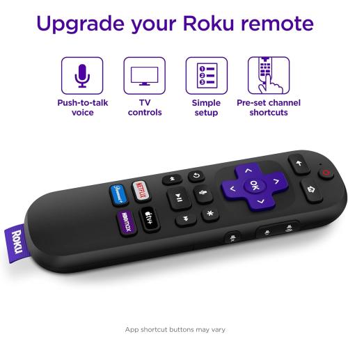 Roku Voice Remote | Replacement TV Remote Control with Voice Control, Simple Setup, & Pre-Set App Shortcuts - Compatible with Roku TV, Players, & Audio Devices