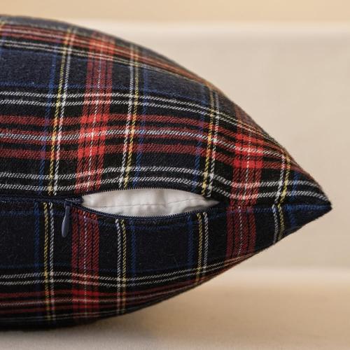 MIULEE Christmas Set of 2 Scottish Tartan Plaid Throw Pillow Covers Farmhouse Classic Decorative Outdoor Square Cushion Cases for Decor Sofa Couch 20x20 Inch, Blue
