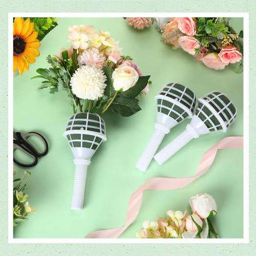 Zubebe 30 pcs Wedding Bouquet Holder Foam Floral Handle Bridal Bouquet Holders for Artificial Flowers Arrangement Wedding Gardening Supplies Decoration