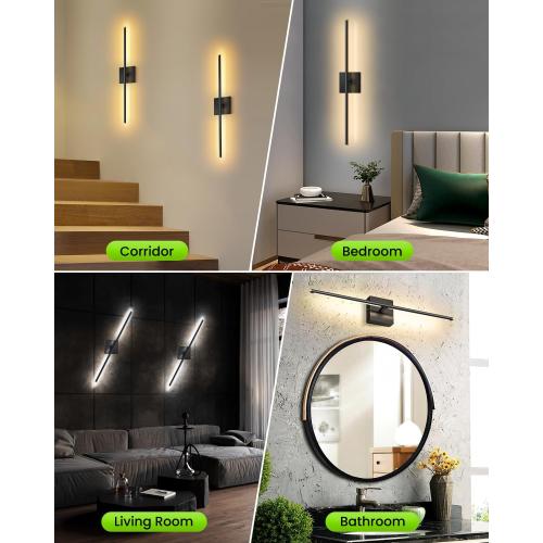CLY Battery Operated Wall Sconce Set of 2: Rechargeable Wall Lights Wireless Sconces with Remote, 350° Rotate Dimmable Magnetic Wall Scone Lighting Decor for Bedroom Living Room Hallway, 28Inch