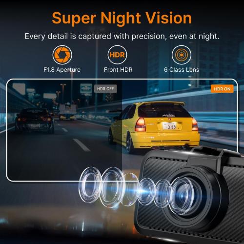 Miofive Dash Cam Front – 4K UHD Dash Camera for Cars, Built-in Bluetooth, 5G Wi-Fi, GPS, 3 IPS Screen, Night Vision, 140° Wide Angle, HDR, 24-Hour Parking Mode, G-Sensor(S1)