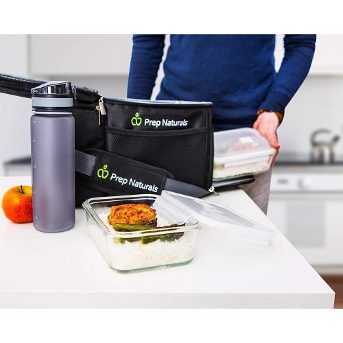Clear 5 Pack PrepNaturals 5 Pack 30 Oz Glass Meal Prep Containers - Dishwasher Microwave Freezer Oven Safe - Glass Storage Containers with Lids (Multi-Compartment)