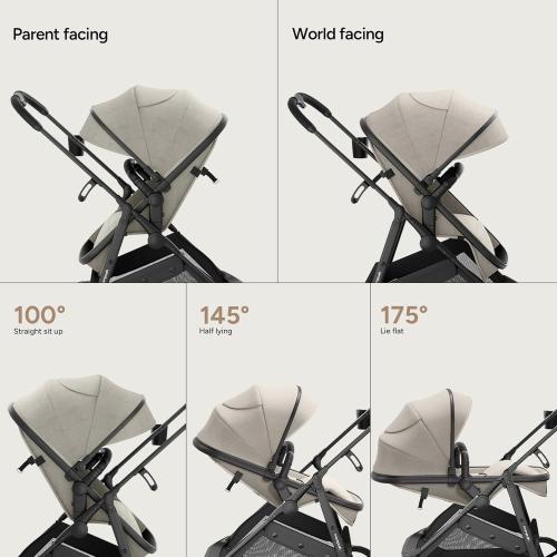 Mompush Wiz 2 in 1 Baby Stroller with Infant Pramette Mode, One Hand Fold Convertible Newborn to Toddler Stroller with Reversible Seat and Large UPF 50  Canopy