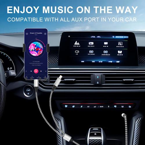 Apple MFi Certified Aux Cord for iPhone, 2 in 1 USB-C & Lightning to 3.5mm Jack Audio Cable for iPhone 16 15 14 13 12 11 XS XR X 8 7 6 iPad to Car/Home Stereo/Headphone/Speaker (Silver)