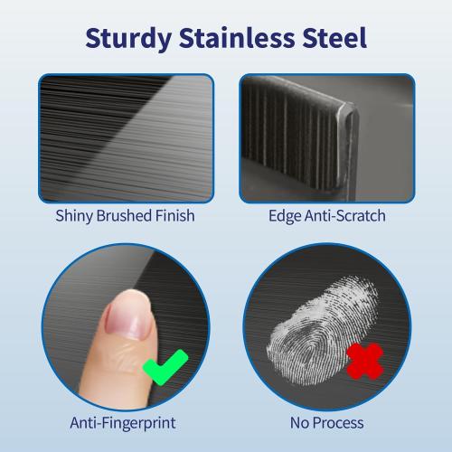 IIIOIIIA Stove Top Magnetic Shelf for Kitchen Organization, 30 Magnetic Spice Rack Over The Stove, 4 Deep Spice Organizer with Border All Around, Brushed Stainless, Black