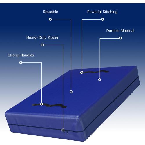 Cosy Family Mattress Bags for Moving with 8 Handles - 170GSM Extra-Thick Mattress Bag for Moving Supplies - Reusable Mattress Cover Protector Storage with Zipper - Queen Size - Blue