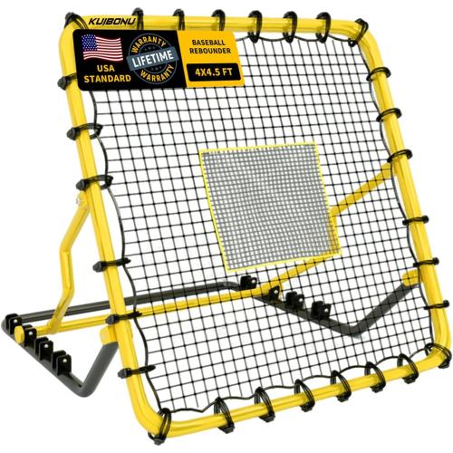 Baseball Rebounder Net - 4x4.5 FT Baseball & Softball Pitch Back Rebounder with 4 Adjustable Angles, Sturdy Steel Frame, Anti-Tear HDPE NET, Perfect for Pitching Fielding Catching Practice