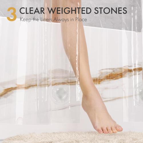 AmazerBath Shower Curtain Liner 2 Pack, 72 x 96 Inches Extra Long PEVA Plastic Shower Liner with 3 Weighted Stones and 12 Rustproof Metal Grommet, Lightweight Waterproof Shower Curtain - Clear