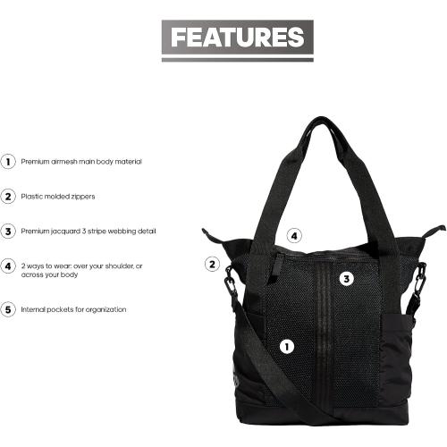 adidas All Me Tote for Women, Large Crossbody Bag with Shoulder Strap, Black, OSFA