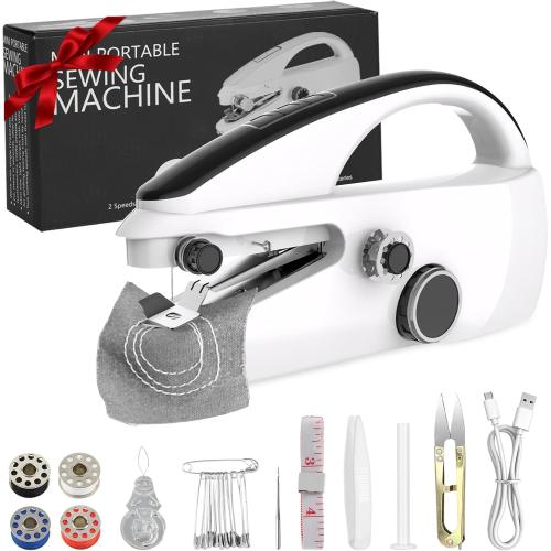 CJC Handheld Sewing Machine,Sewing Machine for Beginners,Two Speed Adjustment Electric Handheld Mini Sewing Machines,Easy to Use and Fast Stitch Suitable for Clothes,Fabrics,DIY Home Travel